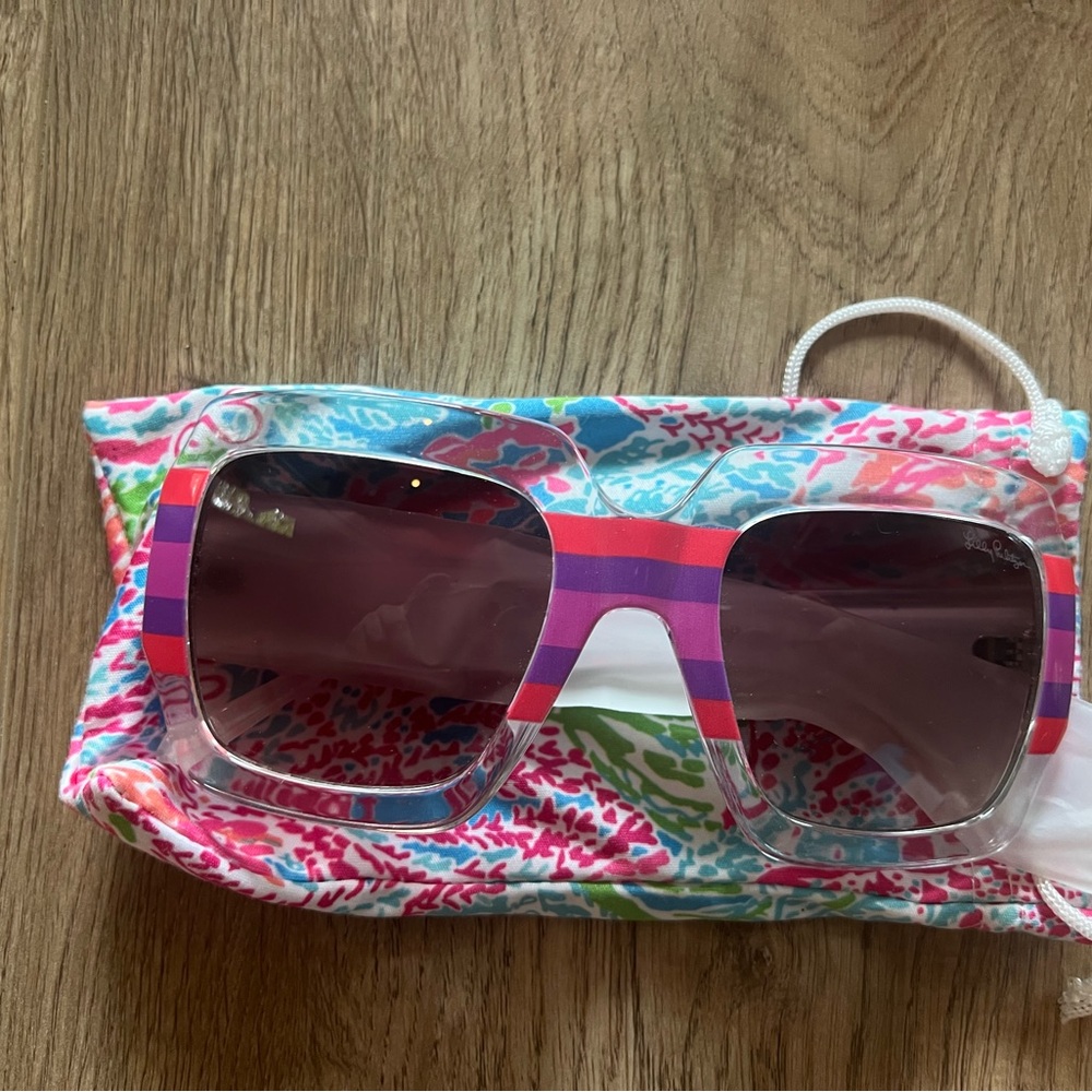 Lily Pulitzer Colorful Striped Sunglasses with Case